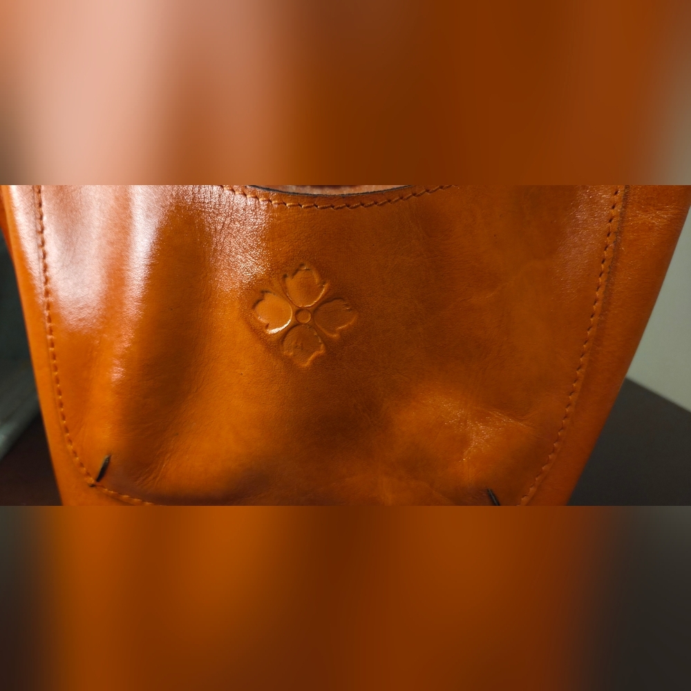 Patricia Nash Leather Cut Out Tooled Ninetta Tote Bucket Hobo Bag Orange - Picture 5 of 12